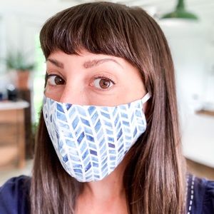 Chevron water color blue adjustable face mask